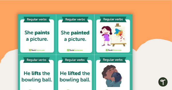 Simple Present and Past Tense Match-Up Cards (Regular Verbs) teaching resource
