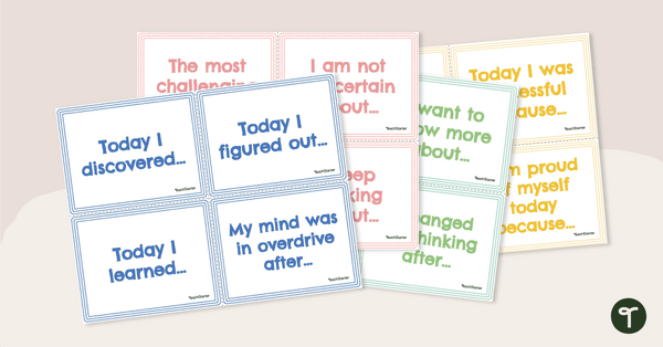 Reflective Thinking Sentence Starter Cards teaching resource