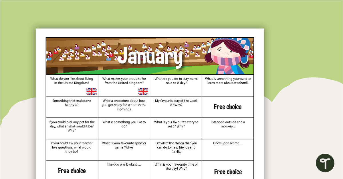 January Writing Prompts - Lower Primary teaching resource