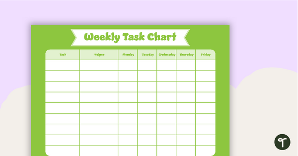 Plain Green - Weekly Task Chart teaching resource