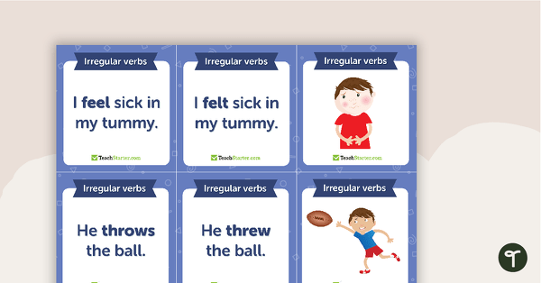 Preview image for Simple Present and Past Tense Match-Up Cards (Irregular Verbs) - teaching resource