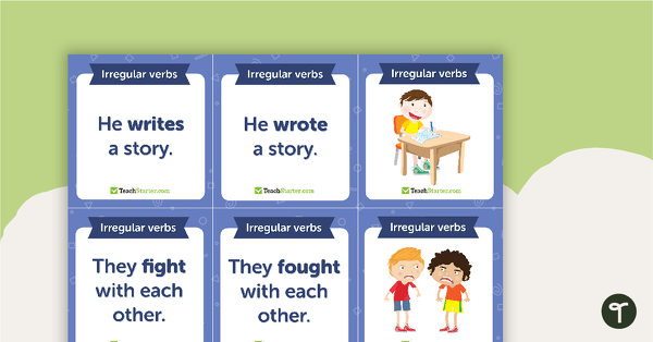 Simple Present and Past Tense Match-Up Cards (Irregular Verbs) teaching resource