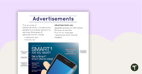 Preview image for Advertisement Text Type Poster With Annotations - teaching resource