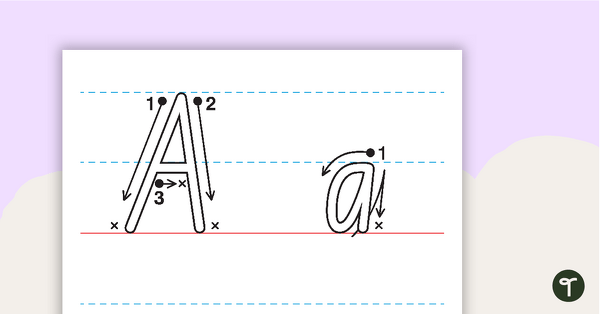 Image of School Font Tracing Alphabet with Arrows