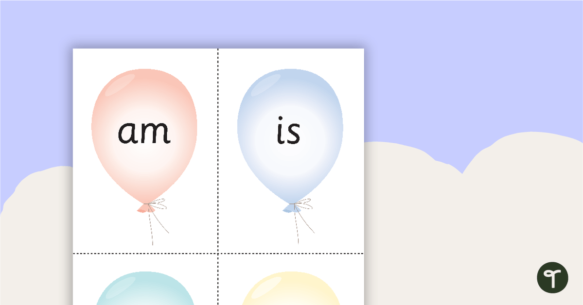Two-Letter Word Balloon Cards teaching resource