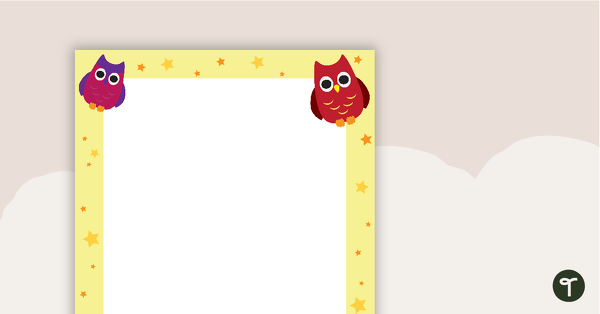 Image of Owl Page Border - Portrait