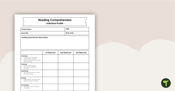 Preview image for Reading Comprehension Skills - Student Tracker - teaching resource