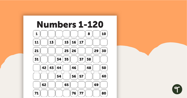 Preview image for Missing Values Number Chart - 1–120 - teaching resource