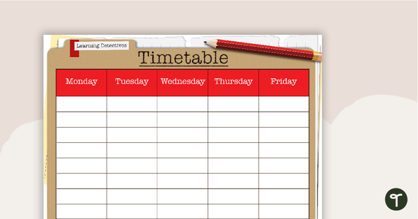 Learning Detectives - Weekly Timetable teaching resource