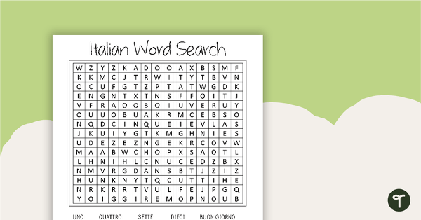 Preview image for Italian Words Word Search - teaching resource