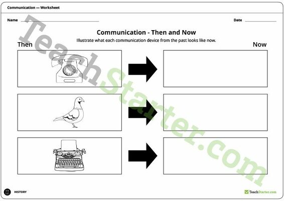 Communication Then and Now - Worksheet teaching resource
