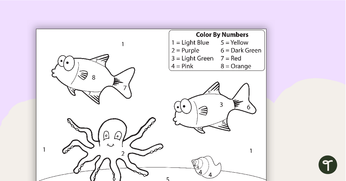 Color By Numbers - Underwater Scene teaching resource