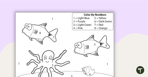 Color By Numbers - Underwater Scene teaching resource