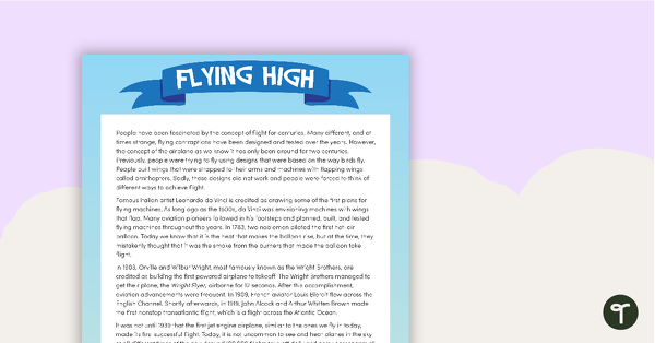 Preview image for Comprehension – Flying High - teaching resource