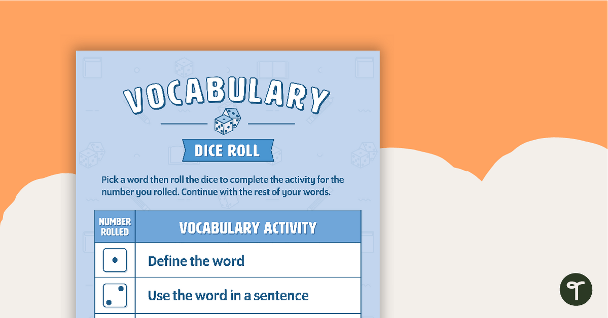 Vocabulary Dice Roll Activity teaching resource