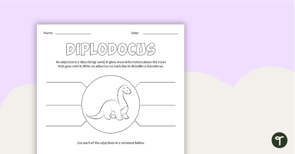 Dinosaur Adjectives Worksheet teaching resource