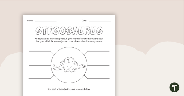 Dinosaur Adjectives Worksheet teaching resource