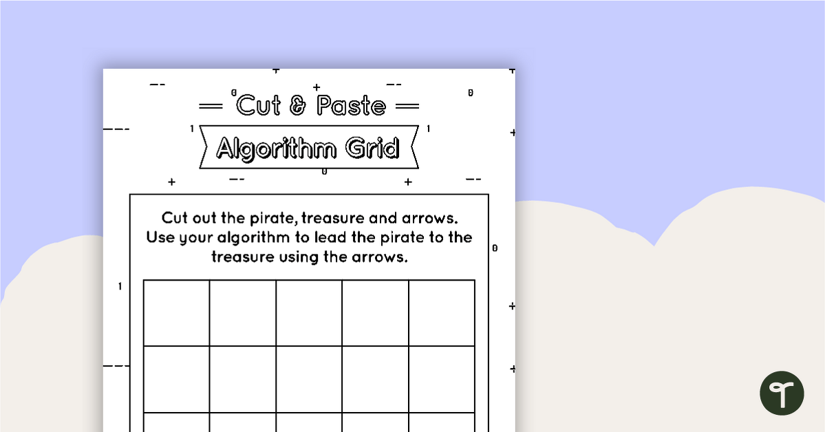 Cut and Paste Algorithm Grid - Black and White teaching resource