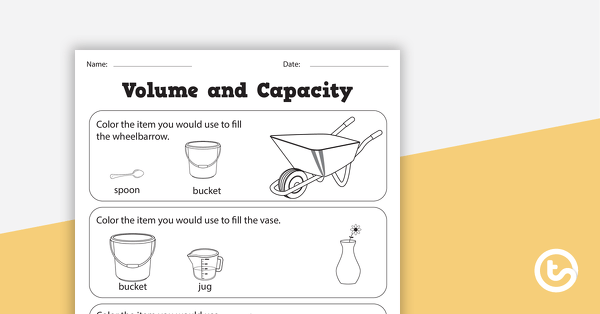 volume and capacity worksheets teach starter