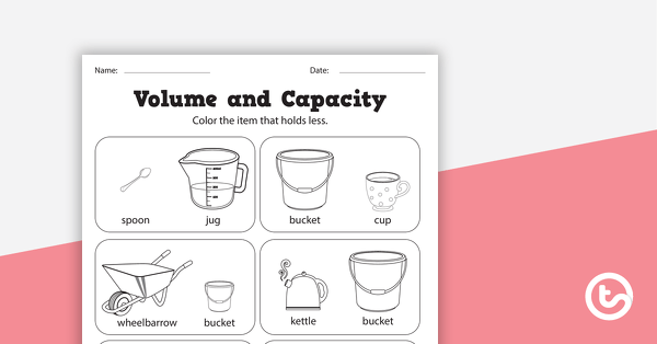 volume and capacity worksheets teach starter