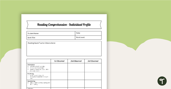 Guided Reading Groups - Comprehension Checklist (Individual Profile) teaching resource