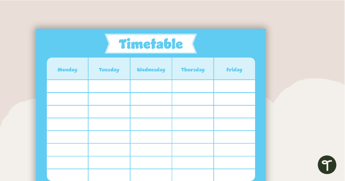 Plain Sky Blue - Weekly Timetable teaching resource