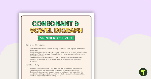 Preview image for Vowel and Consonant Digraph Spin Games - teaching resource