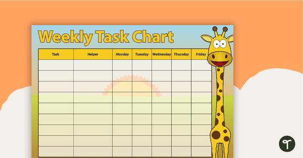 Weekly Task Chart - Savannah teaching resource