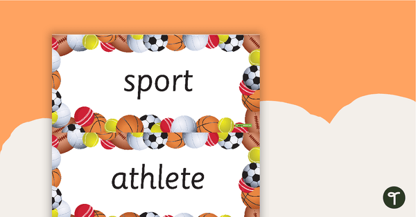 Sport Word Wall Vocabulary - Ball Background teaching resource