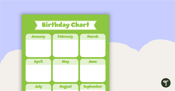 Plain Green - Birthday Chart teaching resource