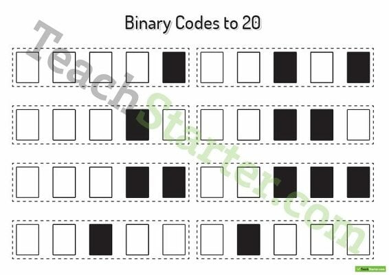 Binary Codes without Guide Dots to 20 Cards teaching resource