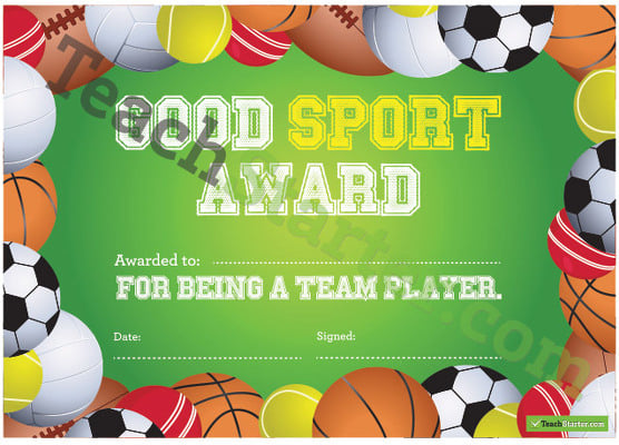 Good Sport Certificate teaching resource