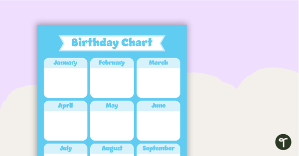 Plain Sky Blue - Birthday Chart teaching resource