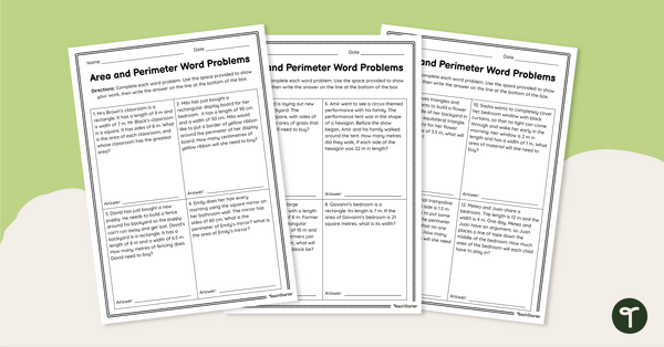 Go to Area and Perimeter Word Problems teaching resource