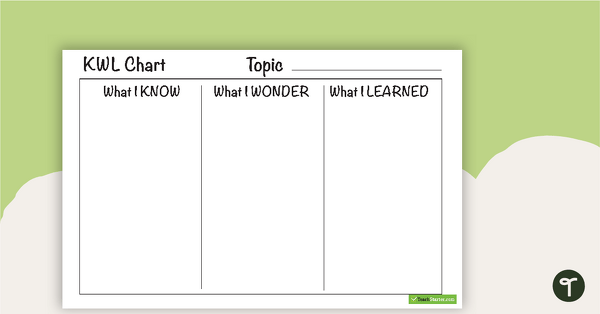 Know Wonder Learned - KWL Chart - Black and White teaching resource