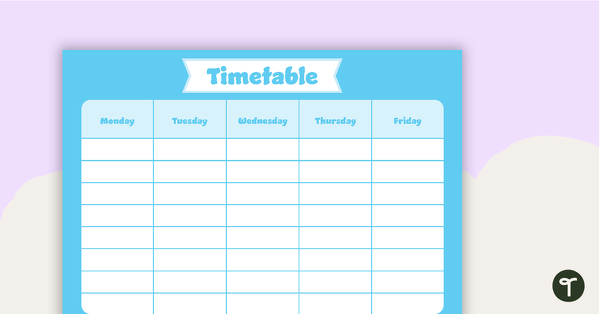 Go to Plain Sky Blue - Weekly Timetable teaching resource