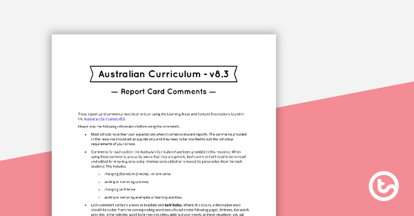 The Arts Report Card Comments - Foundation to Year 6 teaching resource