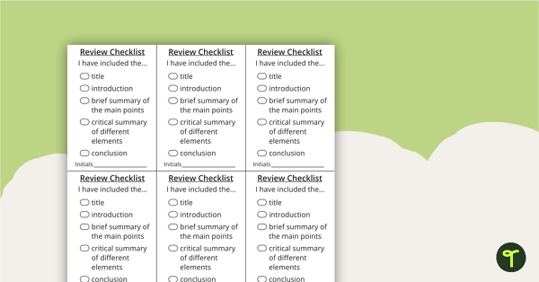 Review Writing Checklist teaching resource