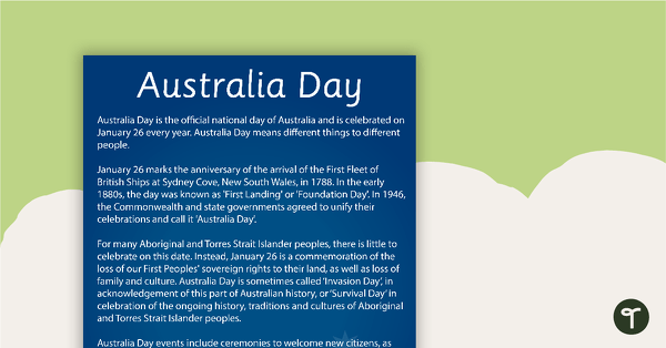 Go to Australia Day Information Poster teaching resource