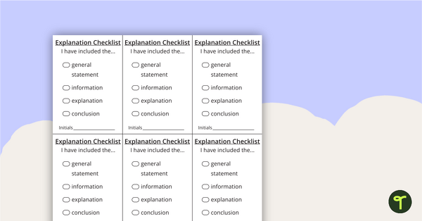 Go to Explanation Writing Checklist teaching resource