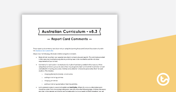 Go to English, Mathematics, Science and HASS Report Card Comments - Content Descriptions - Year 5 teaching resource