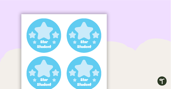 Plain Sky Blue - Star Student Badges teaching resource