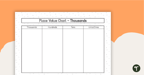 Place Value Chart – Thousands teaching resource