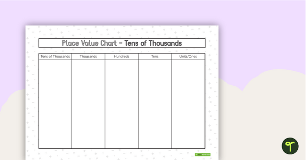 Go to Place Value Chart - Tens of Thousands teaching resource