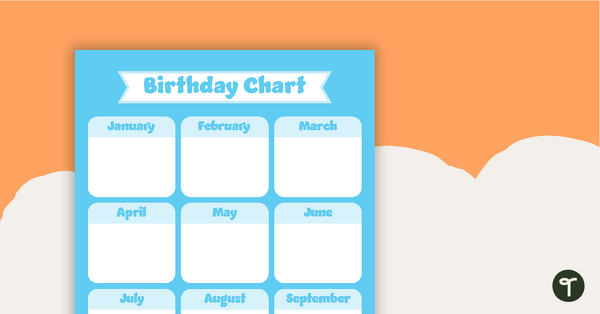 Plain Sky Blue - Birthday Chart teaching resource
