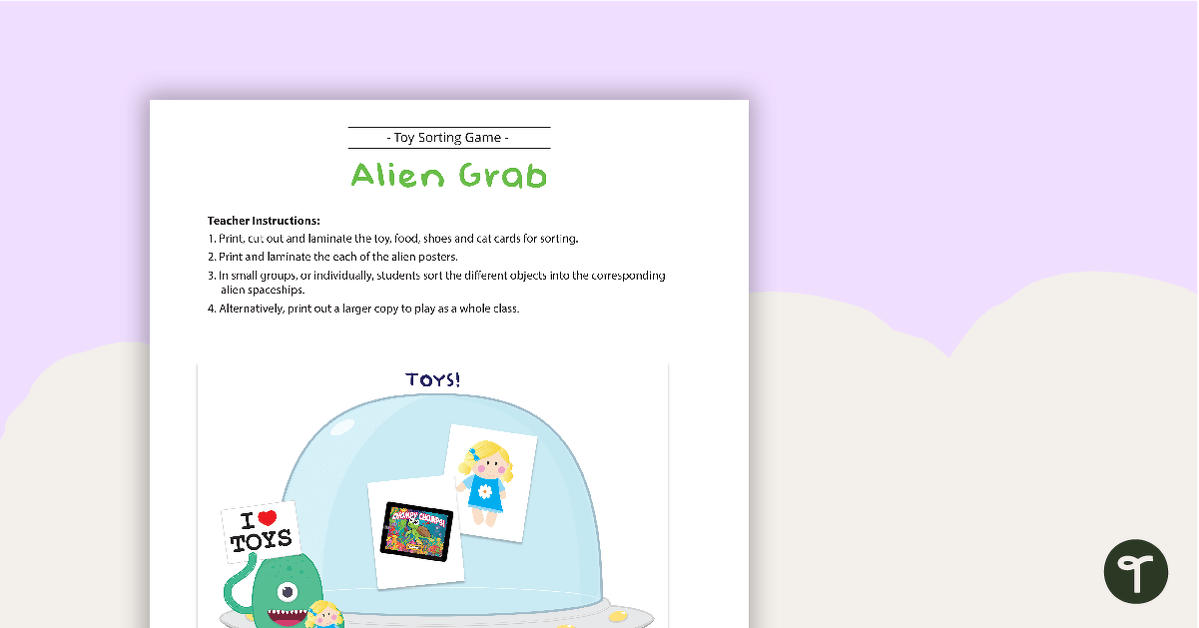 Alien Grab - Toy Sorting Activity teaching resource