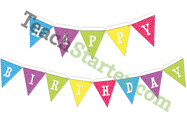 Happy Birthday Bunting - Rainbow Polka Dots teaching resource
