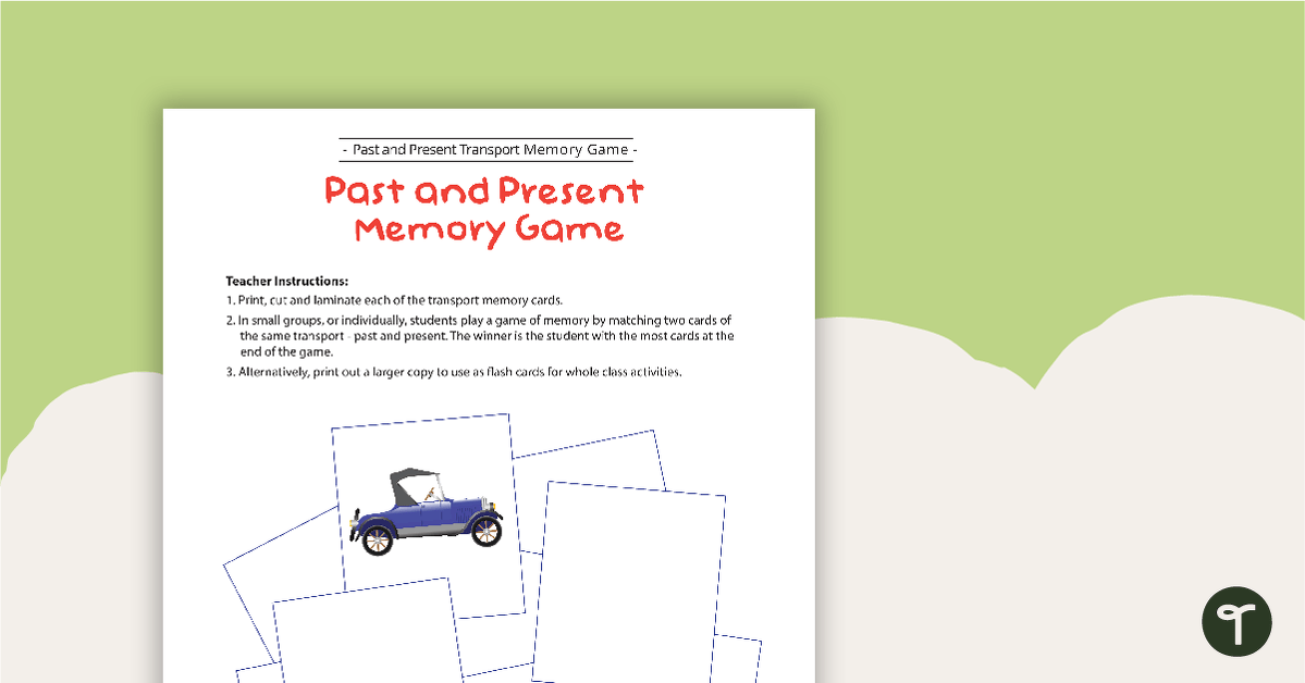 Transport Then and Now - Memory Game teaching resource