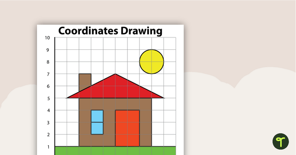 Go to Coordinates Drawing - House teaching resource