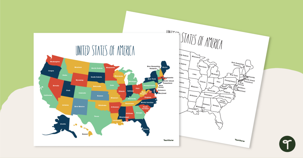 Labeled Map of the United States teaching resource